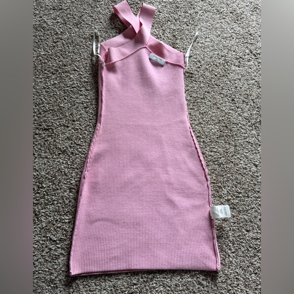 BABATON Aritzia Sculpt Knit Criss Cross Dress Ribbed Halter Dress Pink Size XXS - Picture 11 of 14